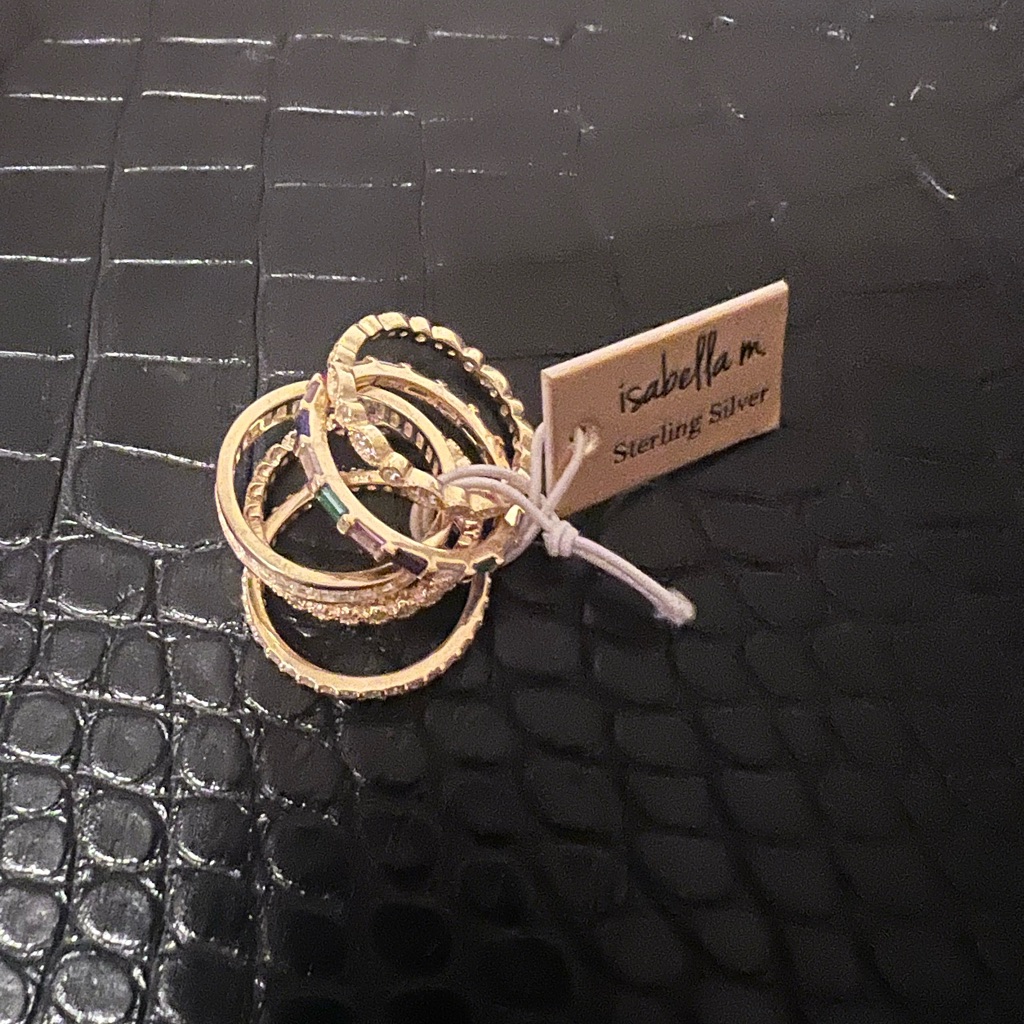 Isabellam 5-Piece Stackable Ring Set | Gold Over Sterling Silver | Size 6 | Nwt